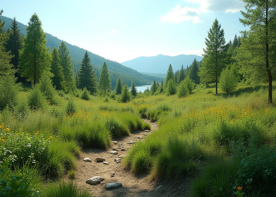 Habitat restoration project showing native plantings and ecological regeneration