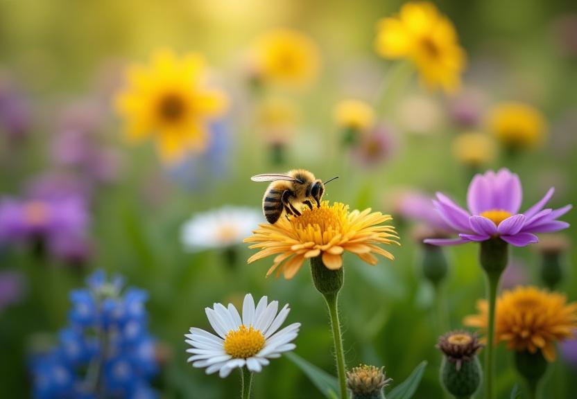 Pollinator garden with native flowering plants supporting biodiversity