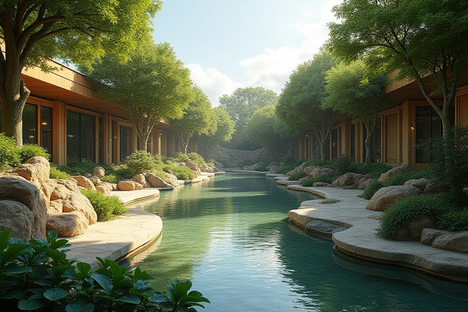 Modern animal enclosure design with natural habitat features for zoo and wildlife parks